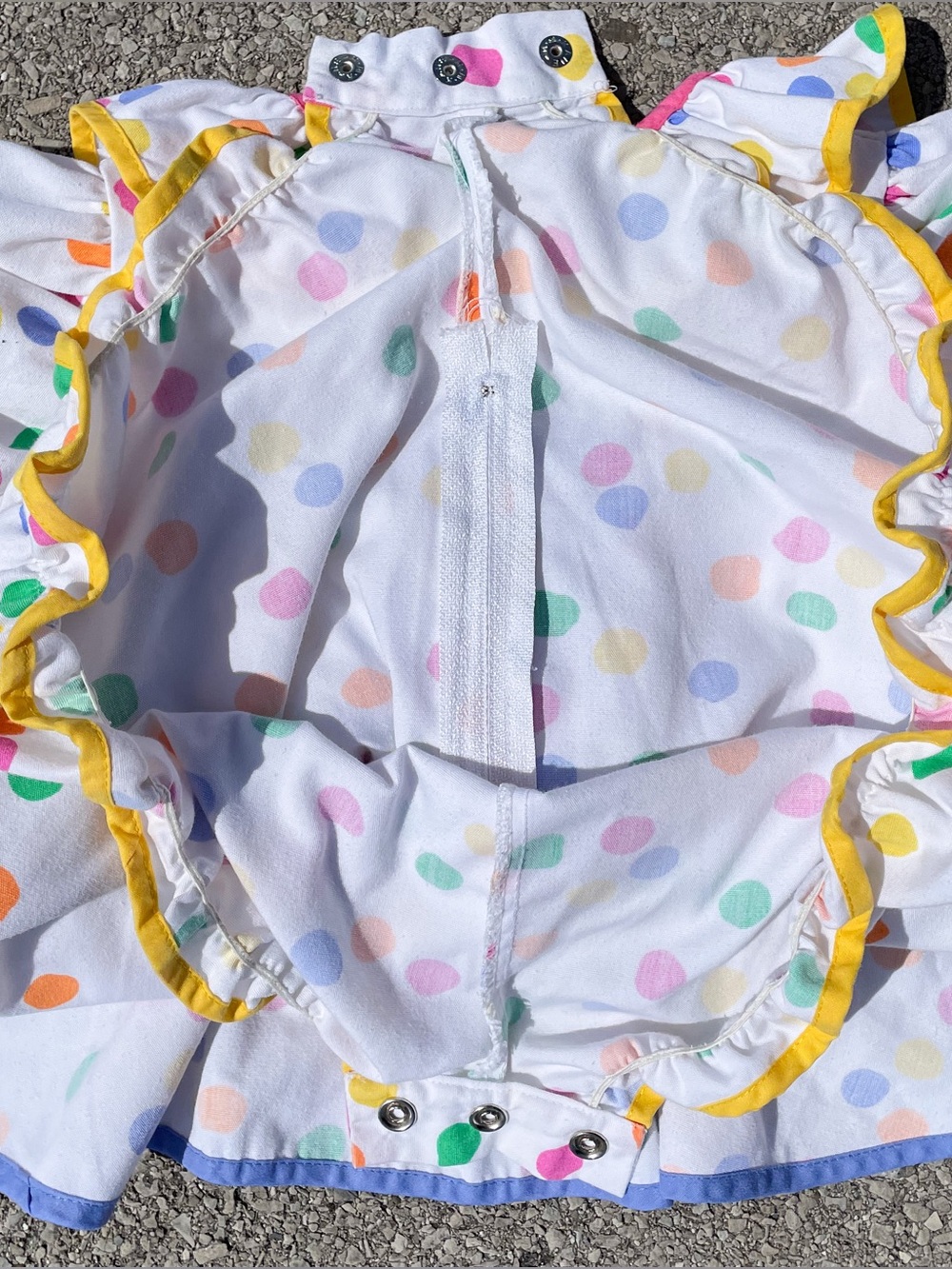 Vtg 80s Baby Togs Polka Dot Romper 24M 11.75x17.75 Ruffle Peter Pan Collar - Picture 6 of 6